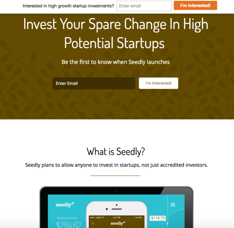 Seedly MVP was a landing page created that integrated email drips with Autopilot and Google docs